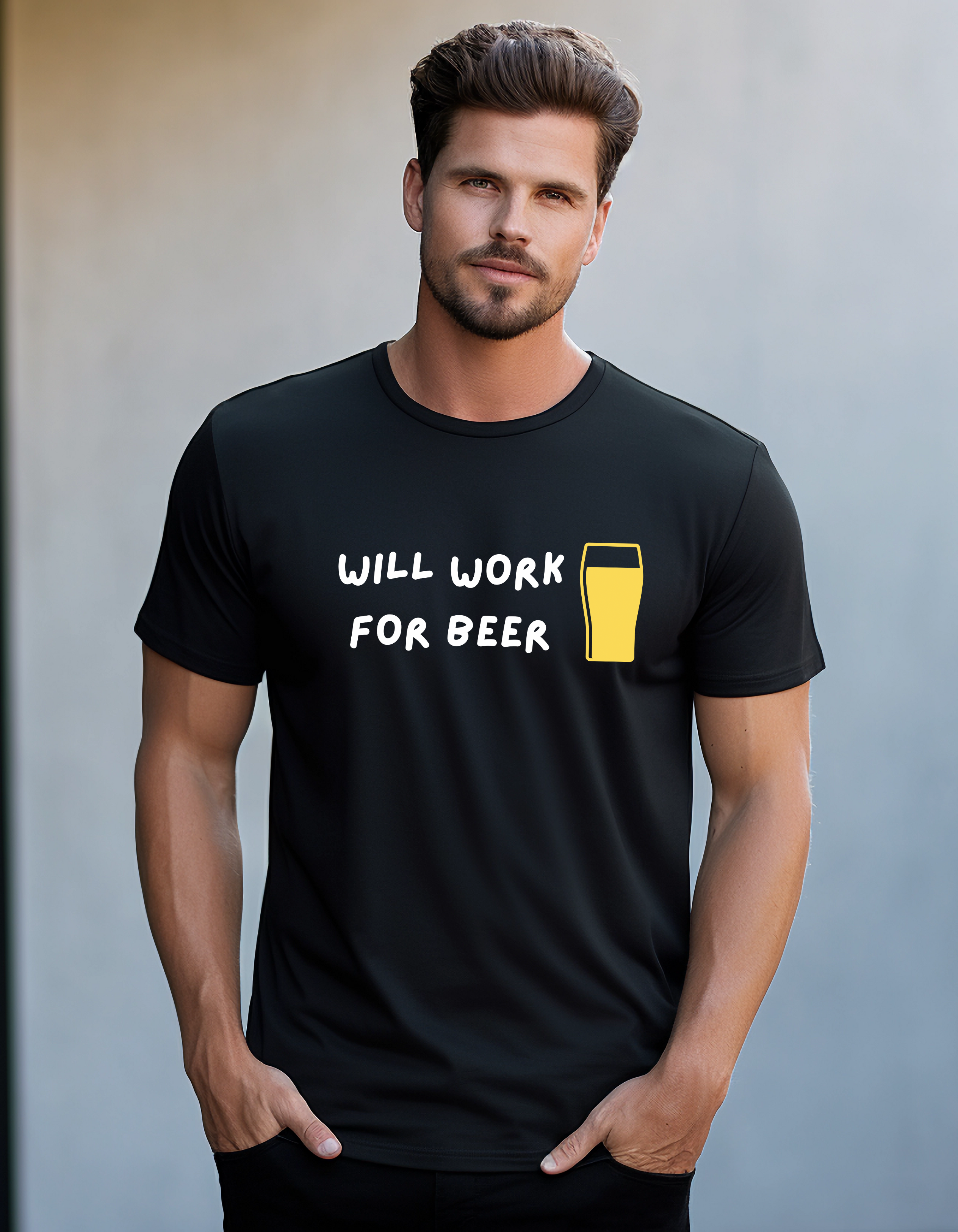 Will Work for Beer Funny T-Shirt | Beer Lover Graphic Tee
