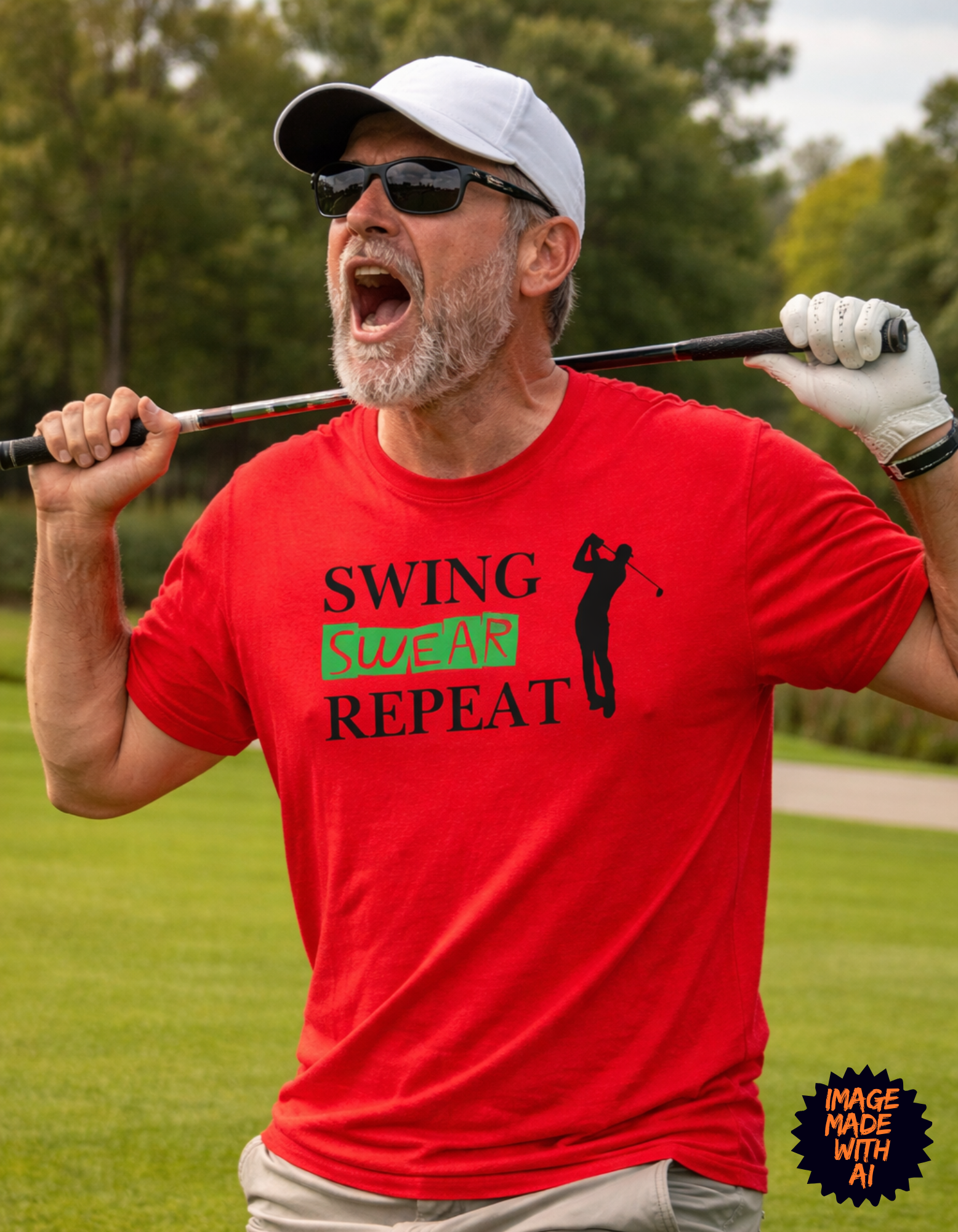 Swing Swear Repeat Golf T-Shirt – Funny Golfer Humor Graphic Tee