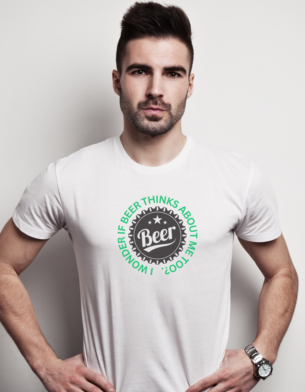 I Wonder If Beer Thinks About Me Too Shirt – Funny Drinking Quote Tee