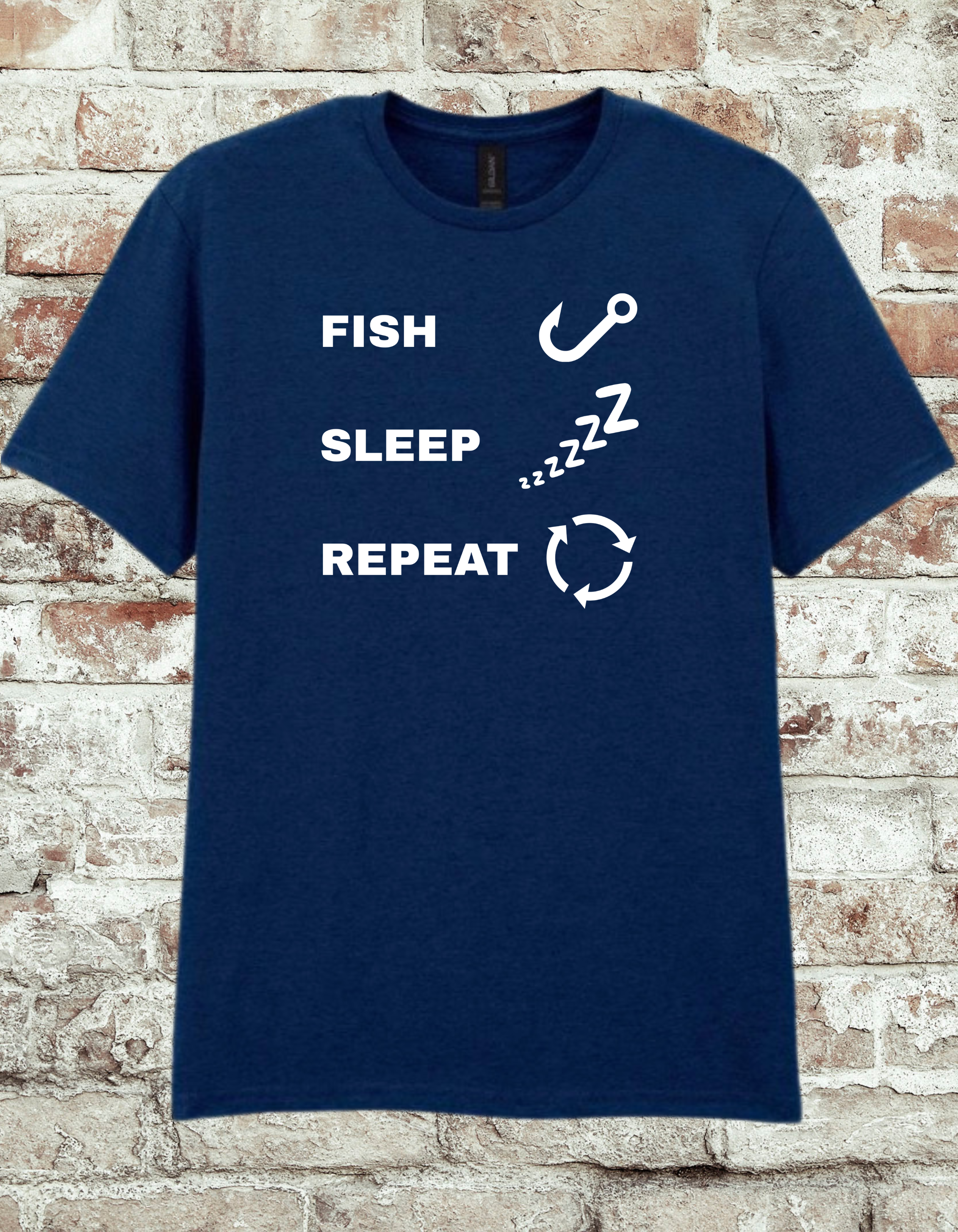 Fish Sleep Repeat Fishing T-Shirt | Funny Angler Graphic Tee