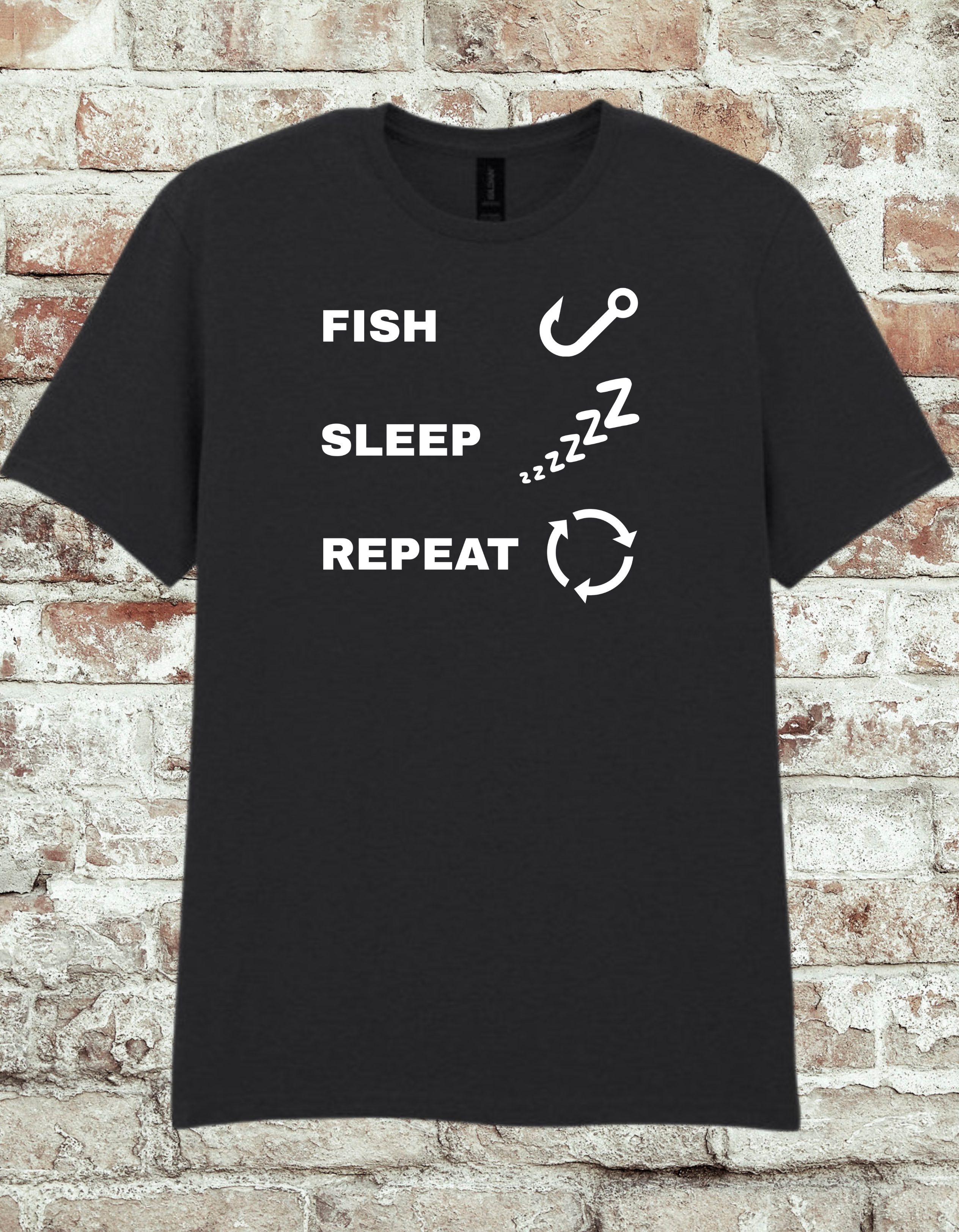 Fish Sleep Repeat Fishing T-Shirt | Funny Angler Graphic Tee