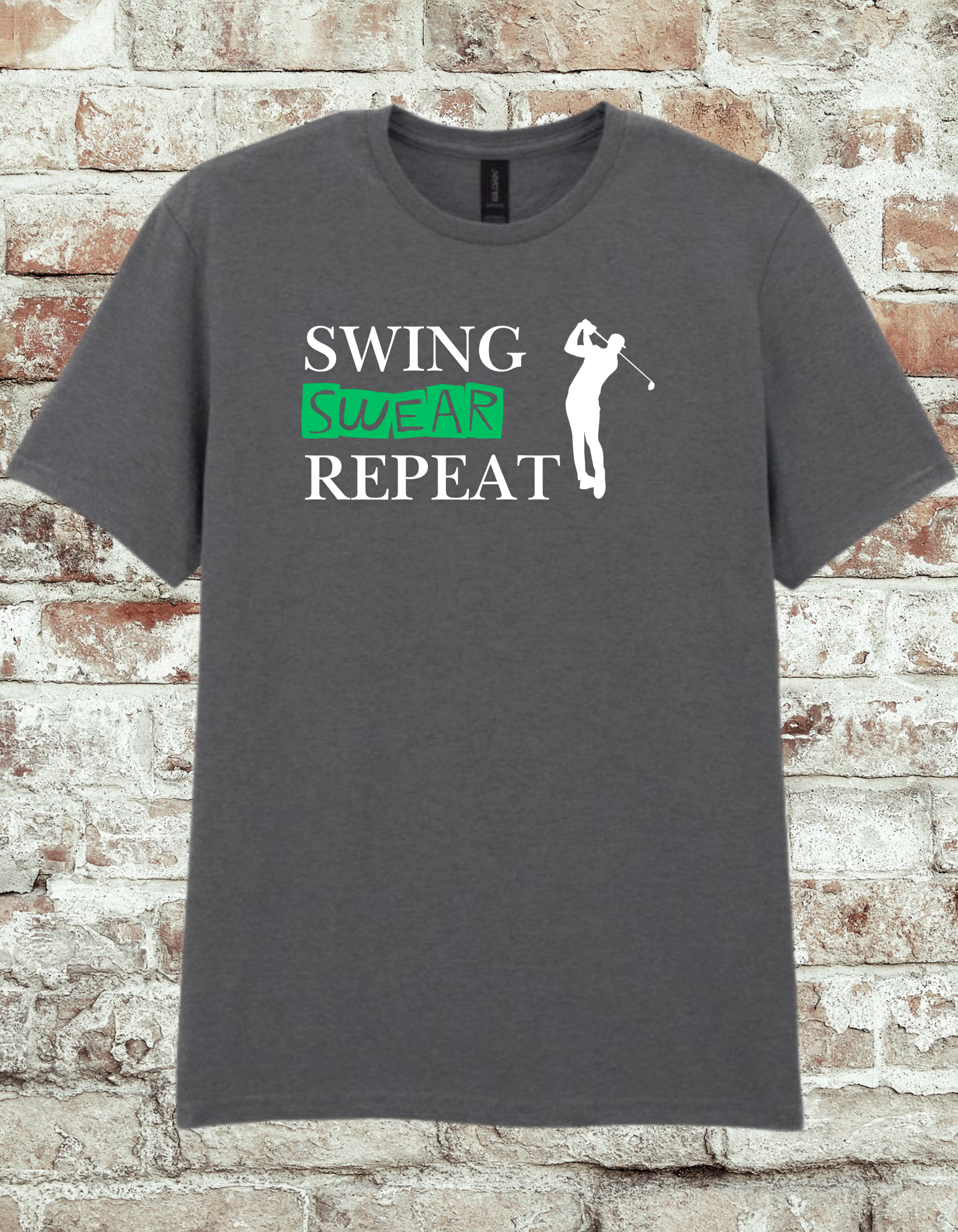 Swing Swear Repeat Golf T-Shirt – Funny Golfer Humor Graphic Tee