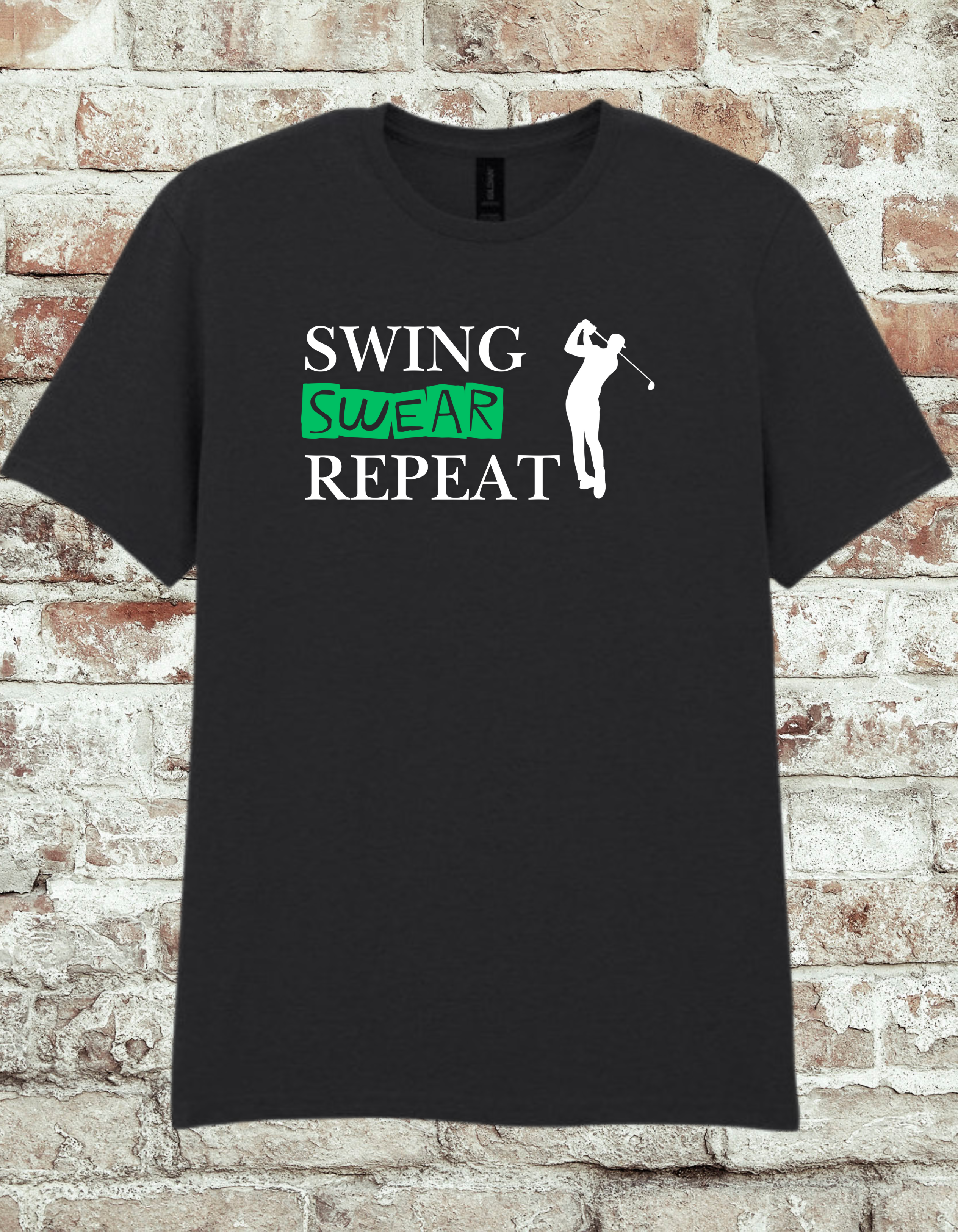 Swing Swear Repeat Golf T-Shirt – Funny Golfer Humor Graphic Tee