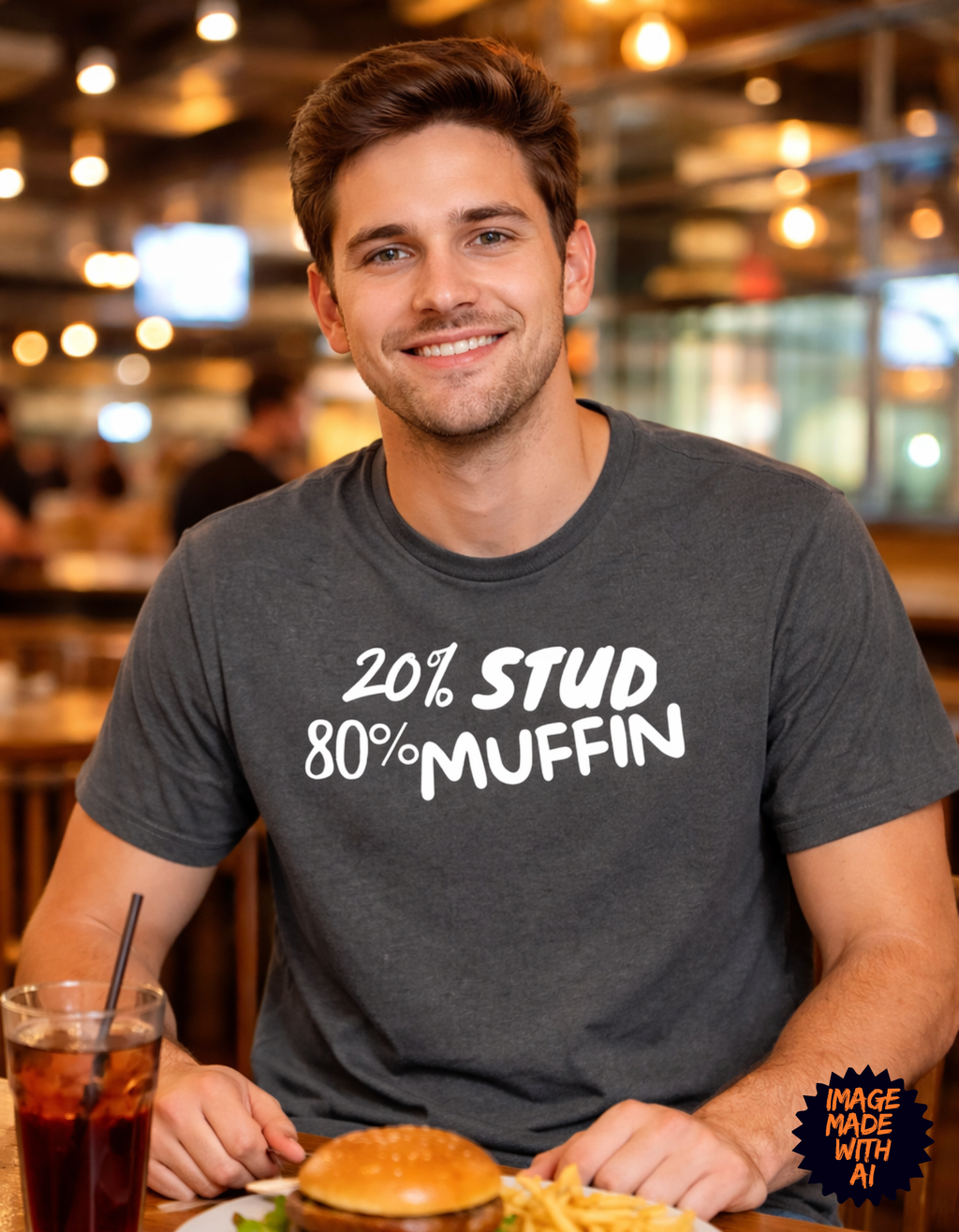 20% Stud 80% Muffin T-Shirt – Funny Cute Graphic Tee