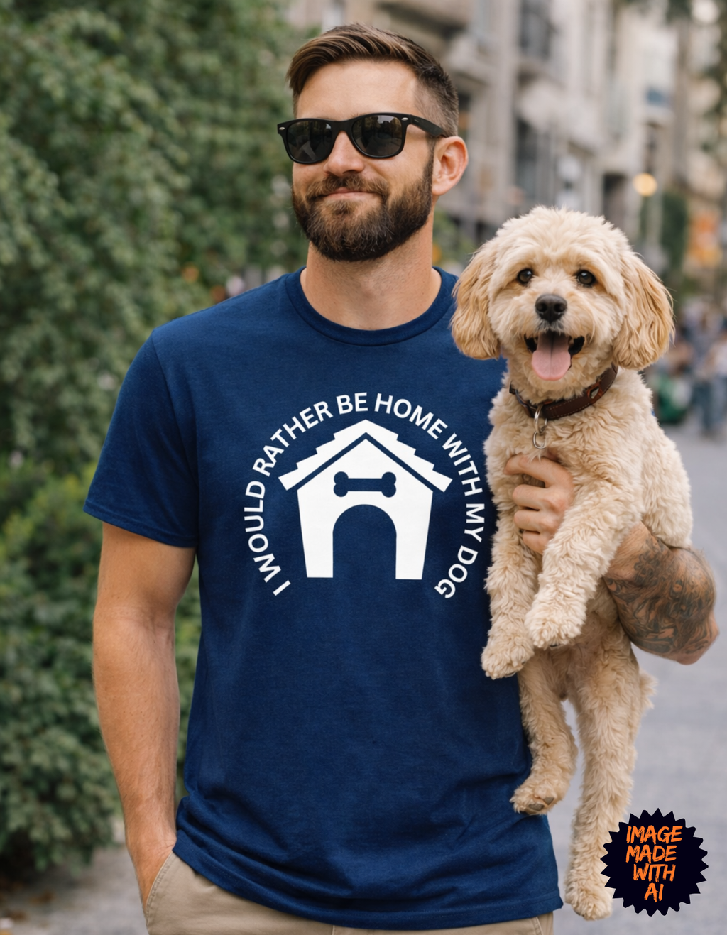 I Would Rather Be Home With My Dog T-Shirt – Funny Dog Lover Graphic Tee