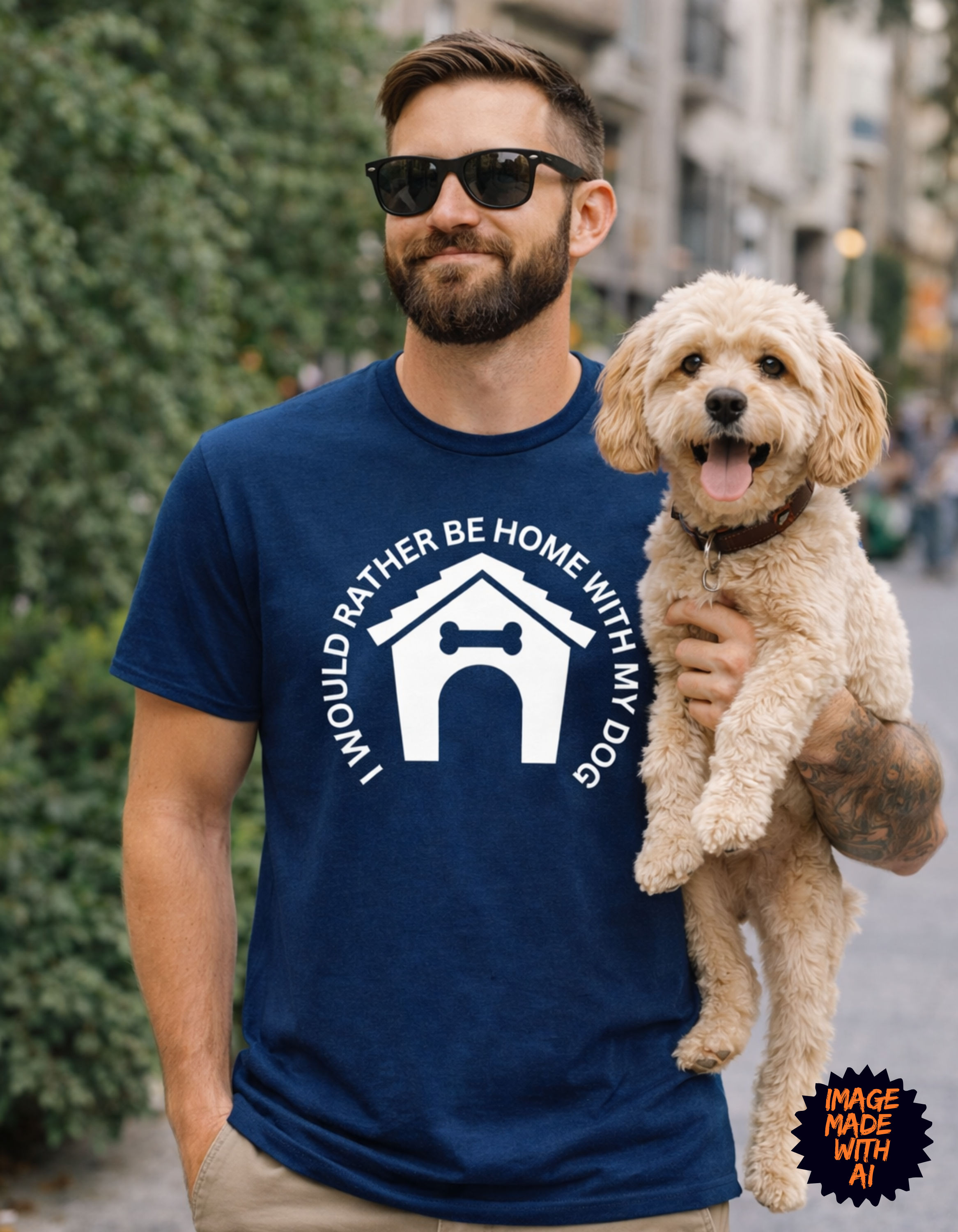 I Would Rather Be Home With My Dog T-Shirt – Funny Dog Lover Graphic Tee